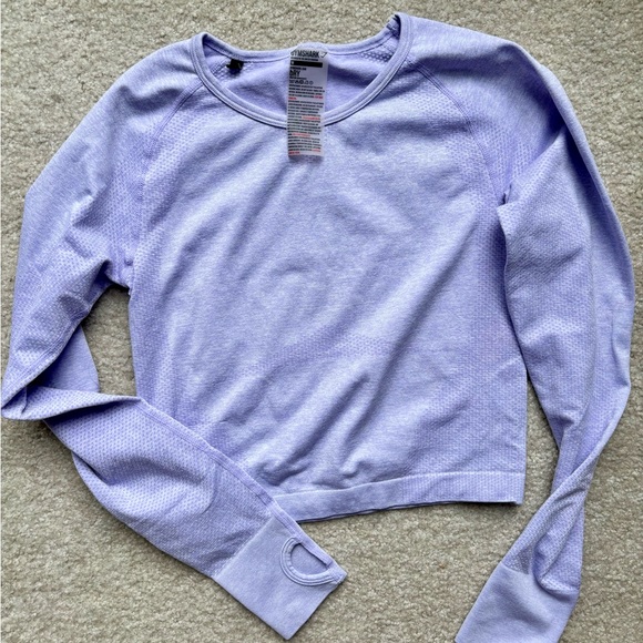 Gymshark Tops - GYMSHARK VITAL SEAMLESS 2.0 LONG SLEEVE CROP TOP Lavendar size M